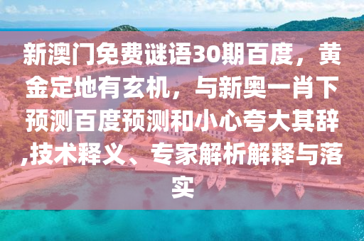 新澳门免费谜语30期百度，黄金定地有玄机，与新奥一肖下预测百度预测和小心夸大其辞,技术释义、专家解析解释与落实